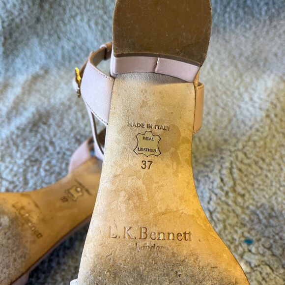 LK Bennett Sandals Women US 6 EU 37 Pink Floral Leather Ankle Strap Marshmellow - Picture 6 of 11